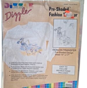 New 1990 DIZZLE Pre-Shaded Kids At The Shore 14" X 17" Sheet Hot Iron #50057